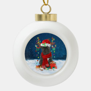 French Bulldog with Christmas gifts Ceramic Ball Christmas Ornament