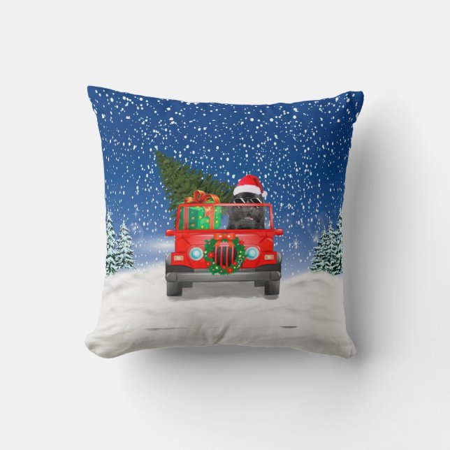 French Bulldog with Christmas gifts Throw Pillow (Front)