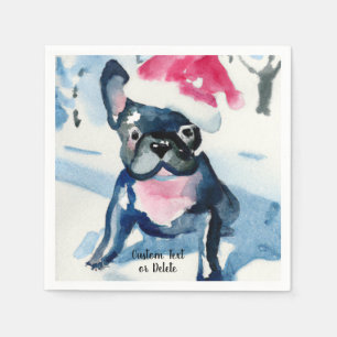 French Bulldog with Christmas Santa hat Custom Nap Napkin