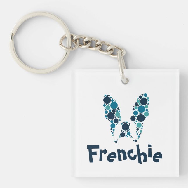 French bulldog with colourful circles keychain (Front)