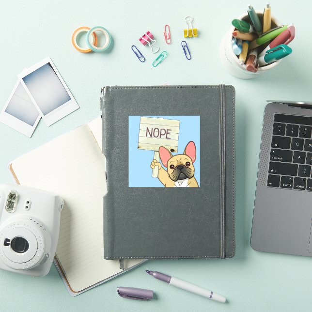 French Bulldog with Customizable 'Nope' Sign (iPad Cover)