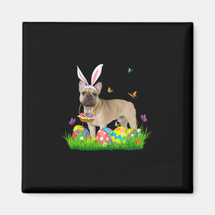 French Bulldog With Egg Basket Easter Hunting Egg  Magnet