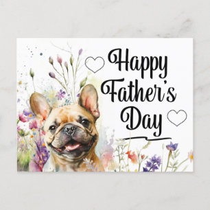 French Bulldog with flowers for Father's Day Holiday Postcard