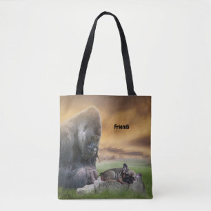 French Bulldog with friend carrying bag