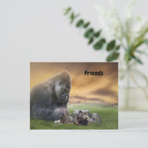 French bulldog with friend postcard