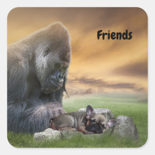French bulldog with friend sticker