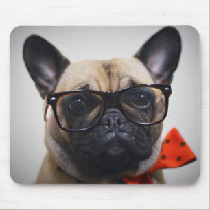 French Bulldog With Glasses And Bow Tie Mouse Pad
