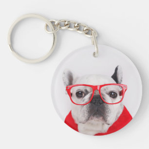 French Bulldog with Glasses and Shirt Keychain