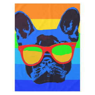 French bulldog with glasses Pop art style Tablecloth