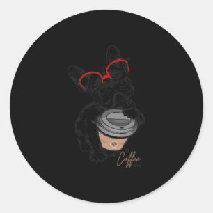 French Bulldog With Gles Coffee Gift Classic Round Sticker