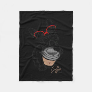 French Bulldog With Gles Coffee Gift Fleece Blanket