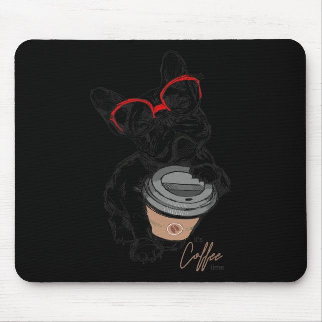 French Bulldog With Gles Coffee Gift  Mouse Pad (Front)