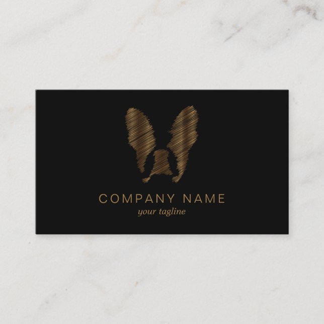 French Bulldog with Gold Scribble  Business Card (Front)