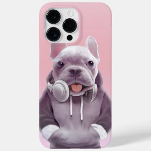 French Bulldog with Headphones Illustration Case-Mate iPhone 14 Pro Max Case