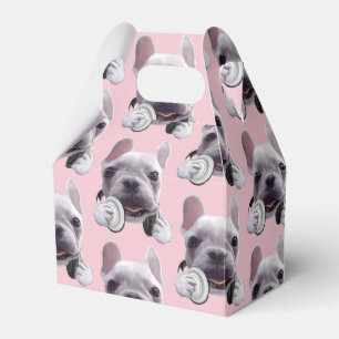French Bulldog with Headphones Illustration Favor Box