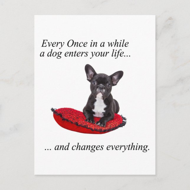 French Bulldog with heart and nice quote Postcard (Front)