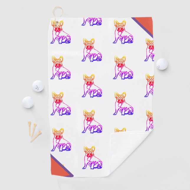 French Bulldog with Heart Comic Golf Towel (InSitu)
