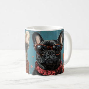 French Bulldog With Heart Roses Valentine's Day Coffee Mug