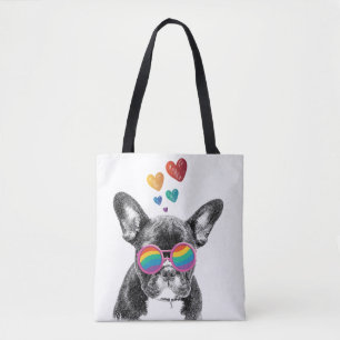 French Bulldog with Hearts Valentine's Day Tote Bag