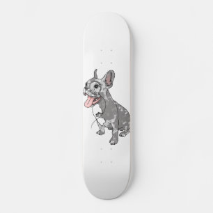 French bulldog with monocle skateboard
