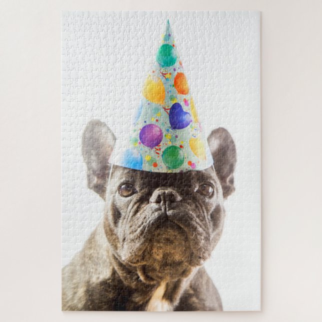 French Bulldog with Party Hat Jigsaw Puzzle (Vertical)