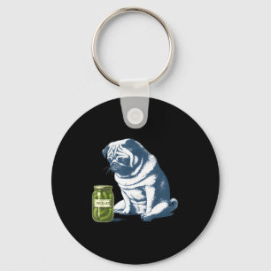 French bulldog with pickle jar funny meme 90s keychain