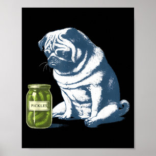 French bulldog with pickle jar funny meme 90s poster