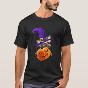 French bulldog with pumpkin Halloween moon scary c T-Shirt