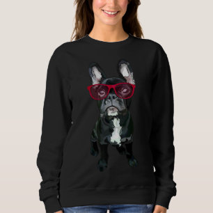 French Bulldog With Red Glasses By Www Beefoxtree Sweatshirt