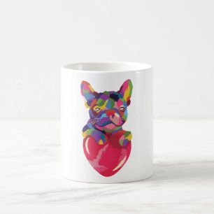 French Bulldog with red heart colourful Coffee Mug