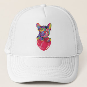 French Bulldog with red heart colourful Trucker Hat