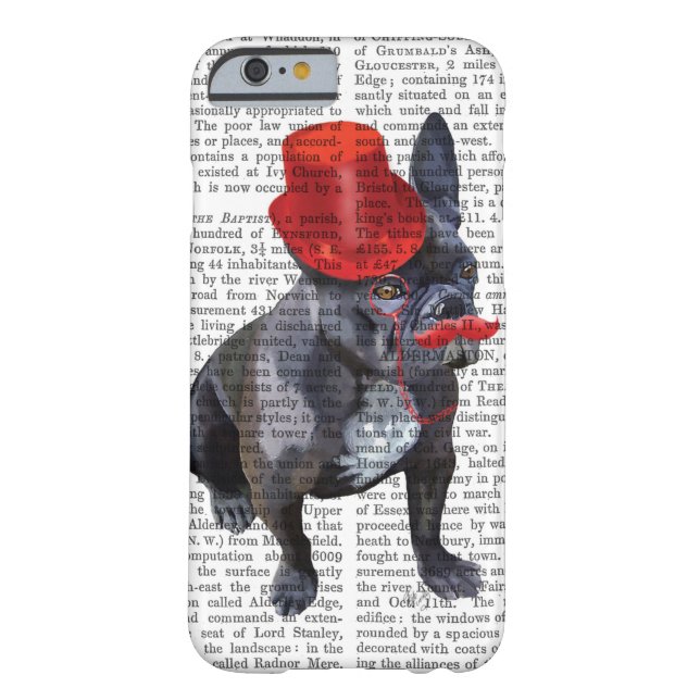 French Bulldog With Red Top Hat and Moustache Case-Mate iPhone Case (Back)