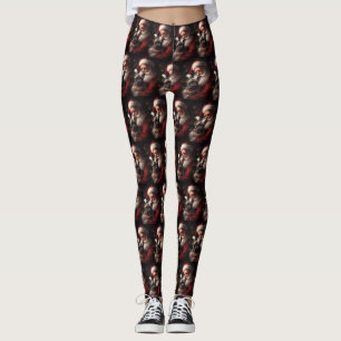 French Bulldog With Santa Claus Festive Christmas Leggings