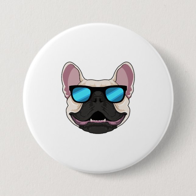 French Bulldog with Sunglasses 3 Inch Round Button (Front)