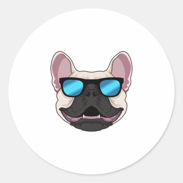 French Bulldog with Sunglasses Classic Round Sticker (Front)