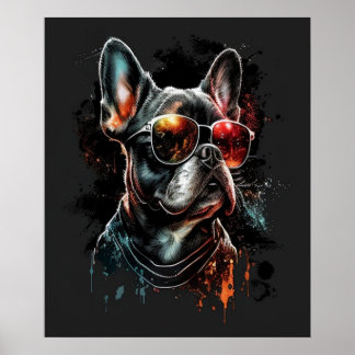 French Bulldog with Sunglasses Poster