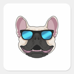 French Bulldog with Sunglasses Square Sticker