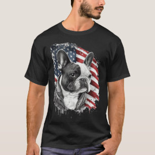 French Bulldog with the American Flag 1 T-Shirt