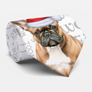 French Bulldog Woof Christmas Dog Lover Tie