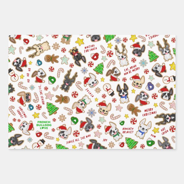 French Bulldog Wrapping Paper - Christmas Cookies (Front)