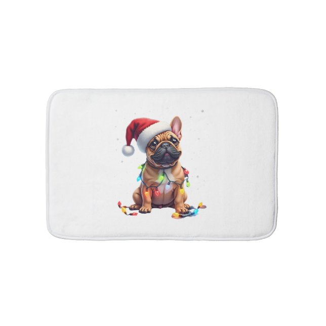 French Bulldog Xmas Lighting Santa French Bulldog  Bath Mat (Front)