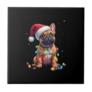 French Bulldog Xmas Lighting Santa French Bulldog Tile