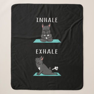 French Bulldog Yoga Inhale Exhale Funny Dog Gift Sherpa Blanket