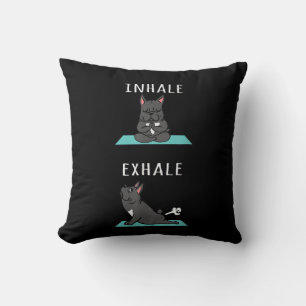 French Bulldog Yoga Inhale Exhale Funny Dog Gift Throw Pillow