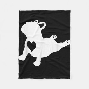 French Bulldog Yoga Love Heart Frenchie Workout Fleece Blanket