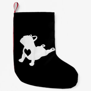 French Bulldog Yoga Love Heart Frenchie Workout Small Christmas Stocking