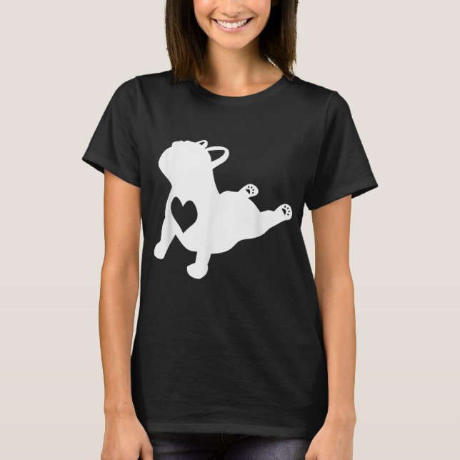 French Bulldog Yoga Love Heart Frenchie Workout T-Shirt (Front)