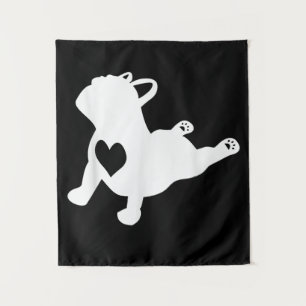 French Bulldog Yoga Love Heart Frenchie Workout Tapestry