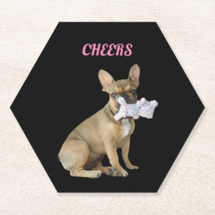 French Bulldogge Cheers Paper Coaster