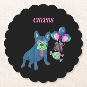 French Bulldogge Cheers Paper Coaster